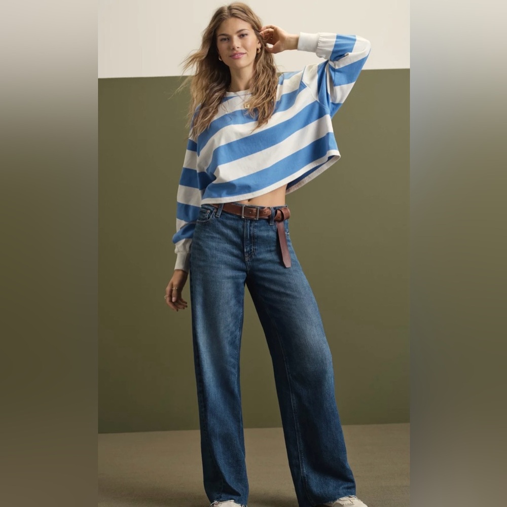AE Dreamy Drape Stretch High-Waisted Baggy Wide-Leg Jean 2 Short